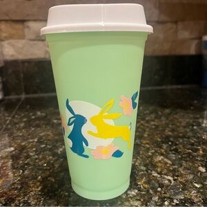 Starbucks Easter Bunny Design Reusable Cup with Lid 16 oz